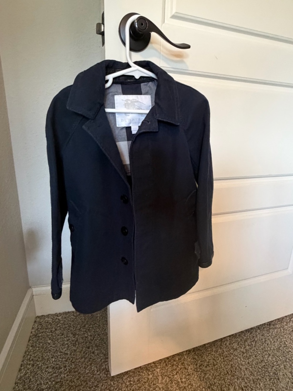 Burberry Navy Button-Front Pea Coat
